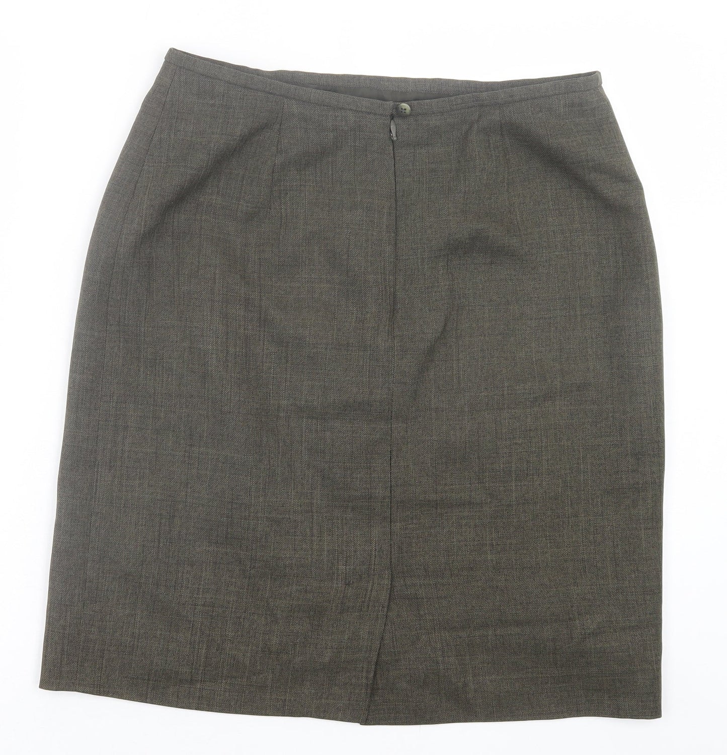 Tom English Womens Green Polyester Straight & Pencil Skirt Size 14 Button