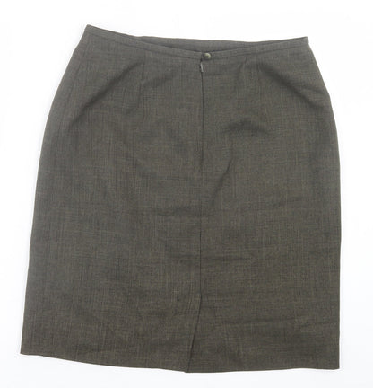 Tom English Womens Green Polyester Straight & Pencil Skirt Size 14 Button