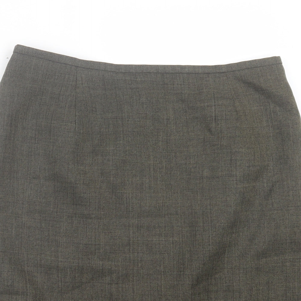 Tom English Womens Green Polyester Straight & Pencil Skirt Size 14 Button