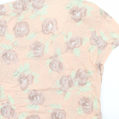 Hawkshead Womens Pink Floral Cotton Basic Button-Up Size 10 Collared