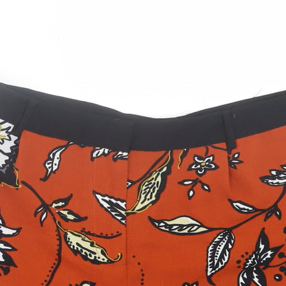 Topshop Womens Brown Floral Polyester Bermuda Shorts Size 8 Regular Hook & Eye