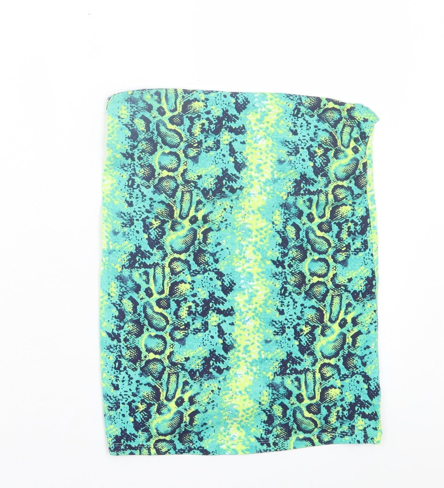 Papaya Womens Green Animal Print Cotton Basic Tank Size 12 Off the Shoulder - Bandeau Snakeskin