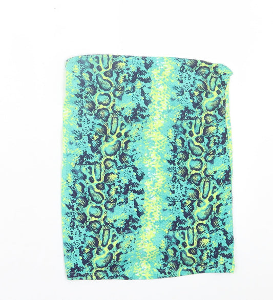 Papaya Womens Green Animal Print Cotton Basic Tank Size 12 Off the Shoulder - Bandeau Snakeskin