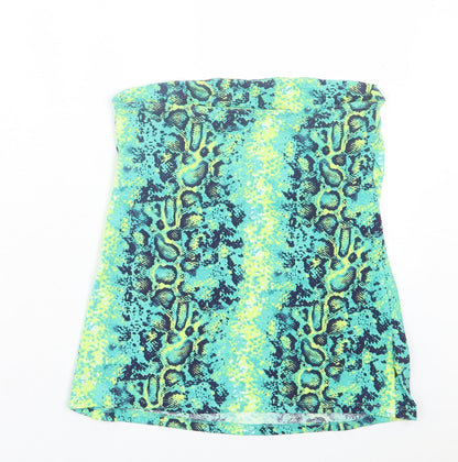 Papaya Womens Green Animal Print Cotton Basic Tank Size 12 Off the Shoulder - Bandeau Snakeskin