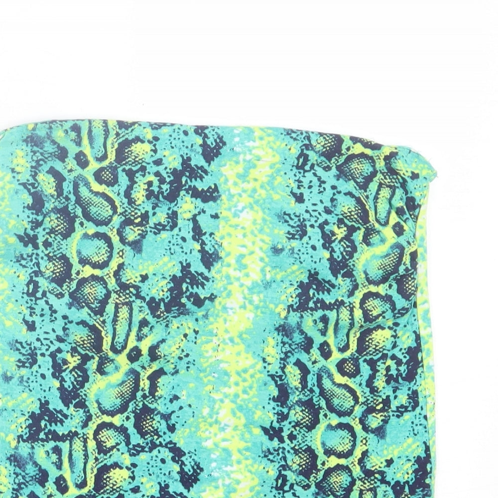 Papaya Womens Green Animal Print Cotton Basic Tank Size 12 Off the Shoulder - Bandeau Snakeskin