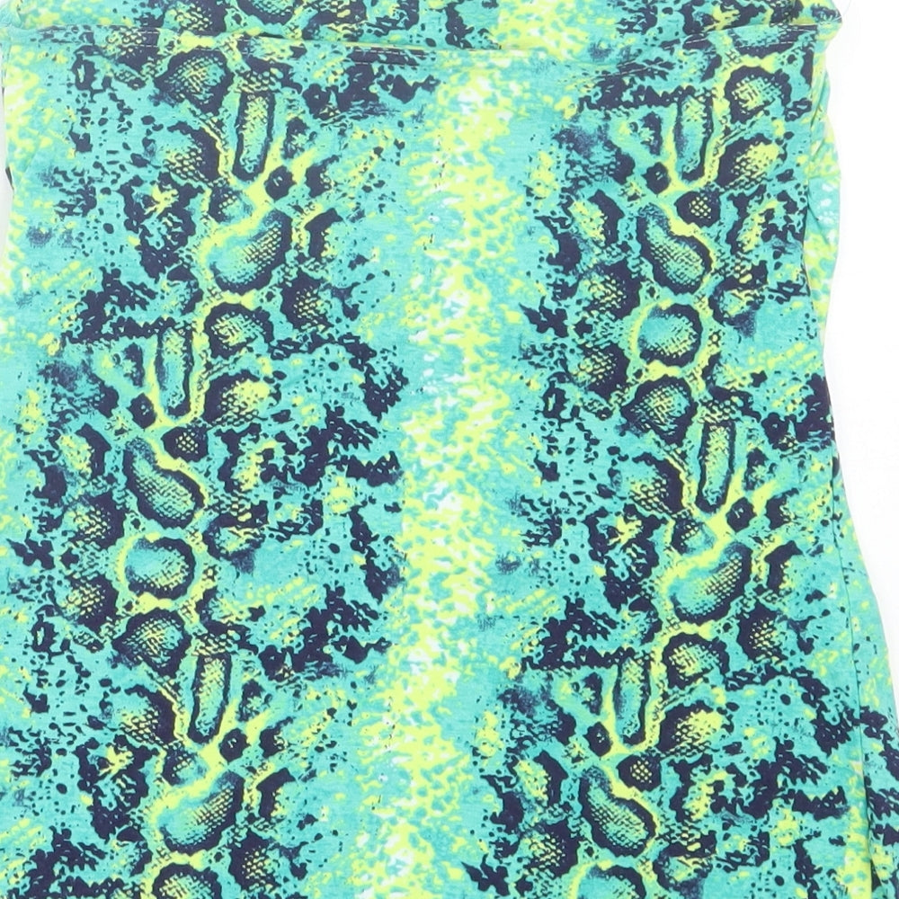 Papaya Womens Green Animal Print Cotton Basic Tank Size 12 Off the Shoulder - Bandeau Snakeskin