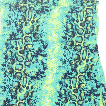 Papaya Womens Green Animal Print Cotton Basic Tank Size 12 Off the Shoulder - Bandeau Snakeskin