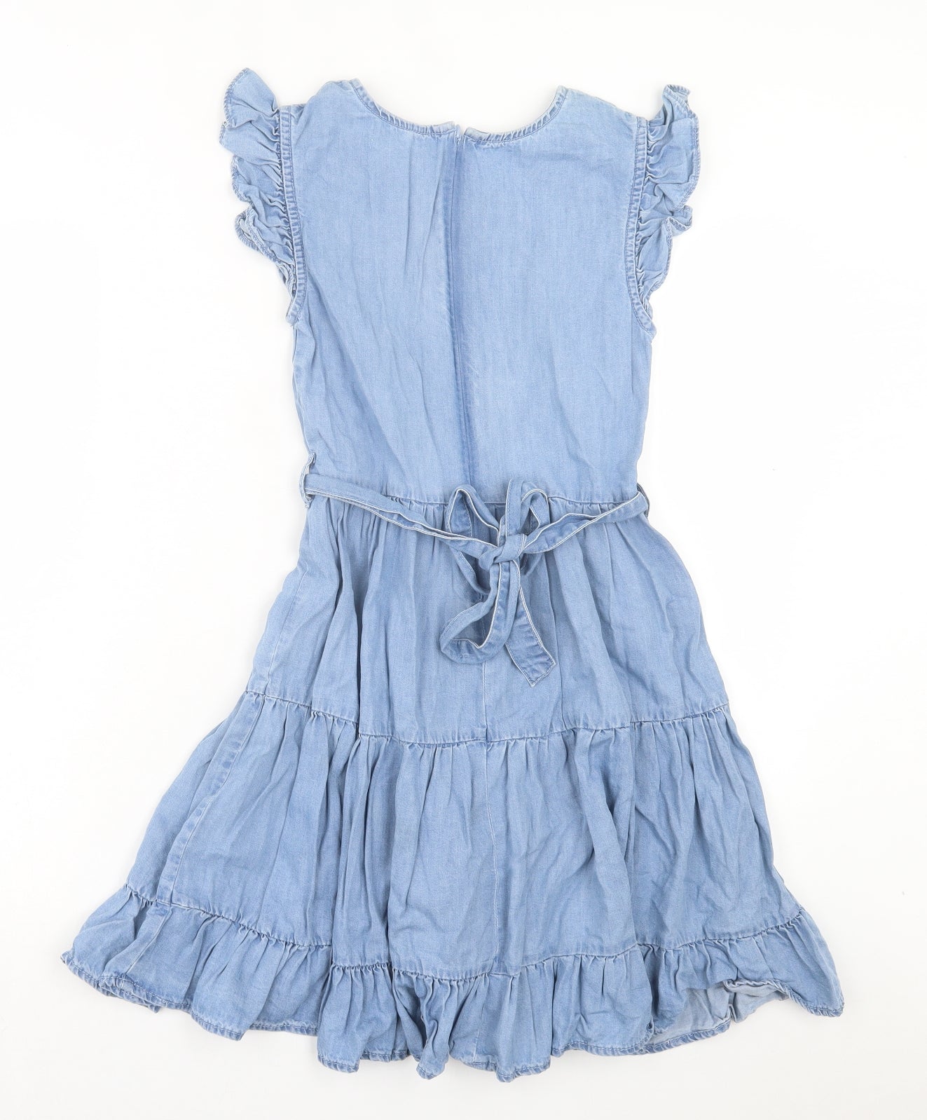 Denim & Co. Womens Blue Cotton A-Line Size 4 Crew Neck Zip