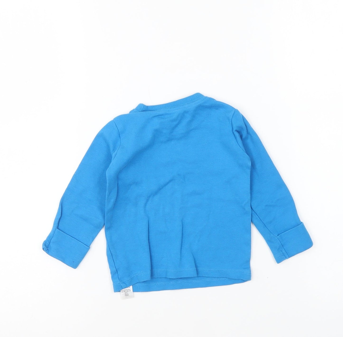 George Baby Blue Cotton Basic T-Shirt Size 6-9 Months Round Neck Pullover - Mickey Mouse