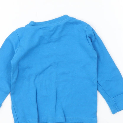 George Baby Blue Cotton Basic T-Shirt Size 6-9 Months Round Neck Pullover - Mickey Mouse