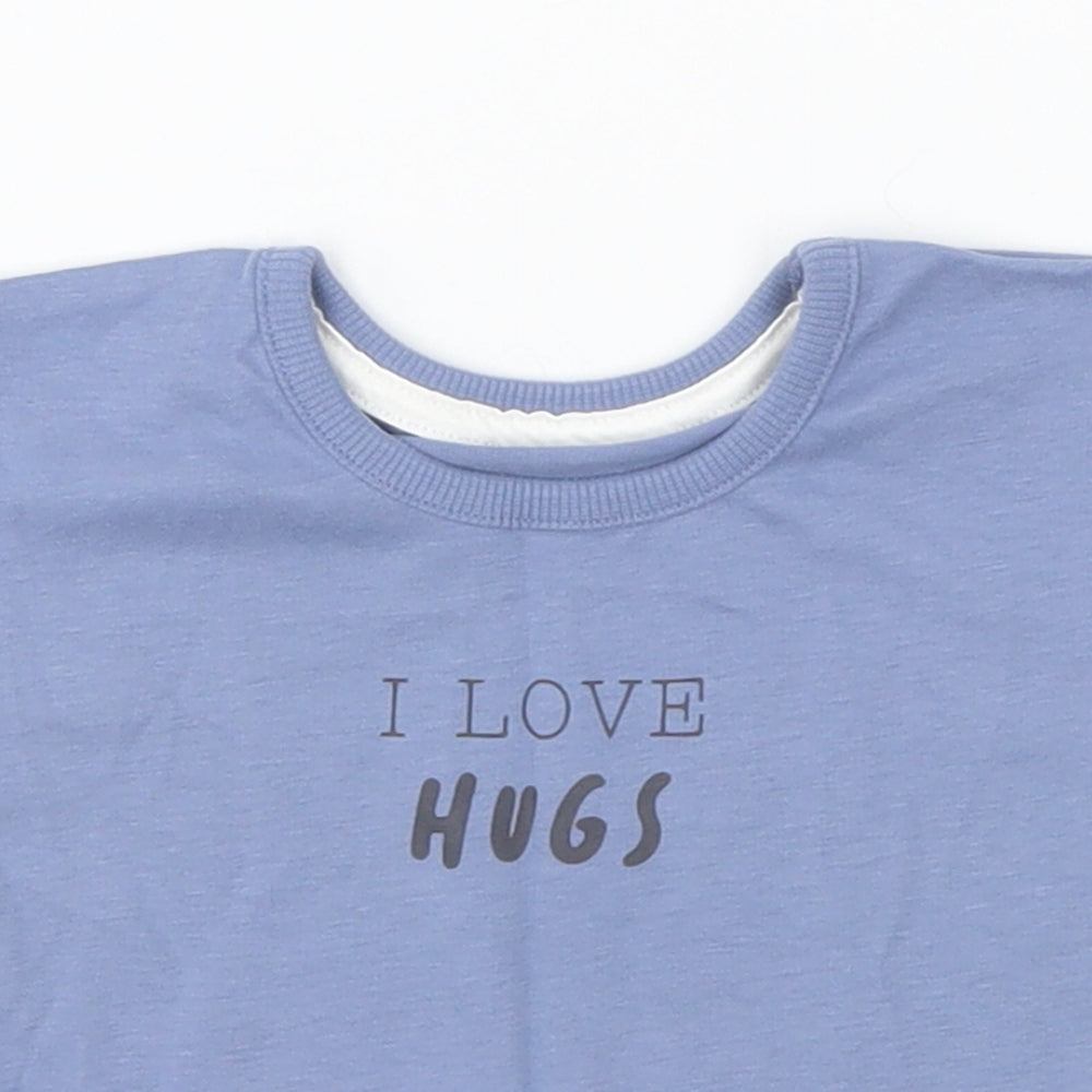 George Baby Blue Cotton Basic T-Shirt Size 3-6 Months Round Neck Pullover - I Love Hugs