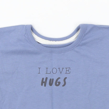 George Baby Blue Cotton Basic T-Shirt Size 3-6 Months Round Neck Pullover - I Love Hugs