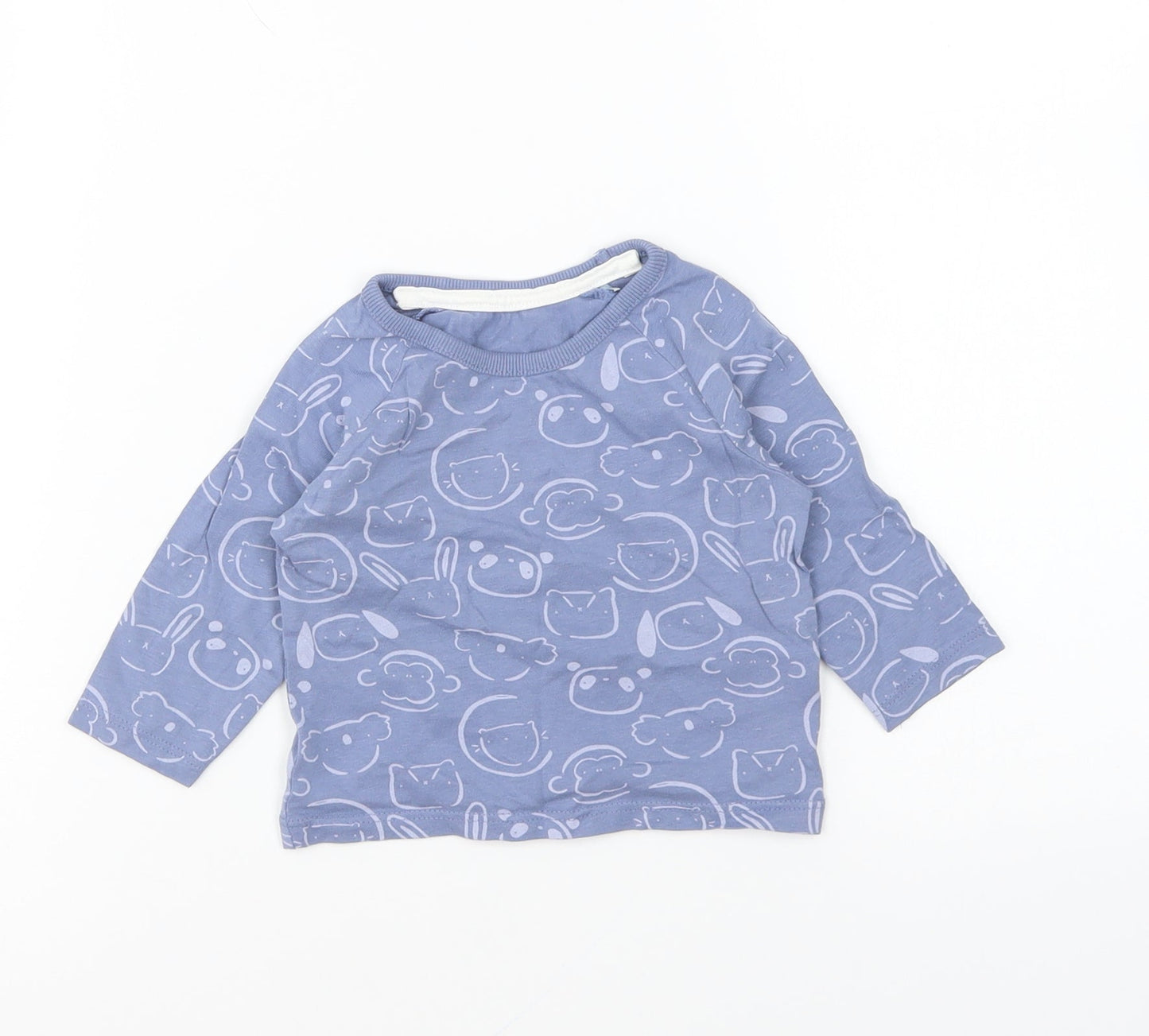 George Baby Blue Geometric Cotton Basic T-Shirt Size 3-6 Months Round Neck Pullover