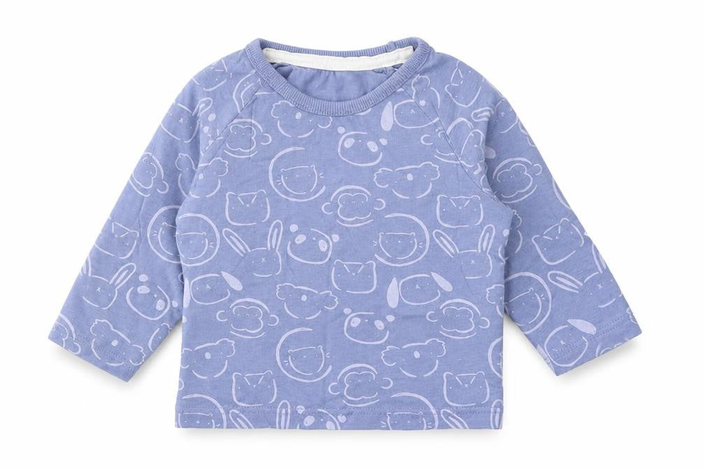 George Baby Blue Geometric Cotton Basic T-Shirt Size 3-6 Months Round Neck Pullover