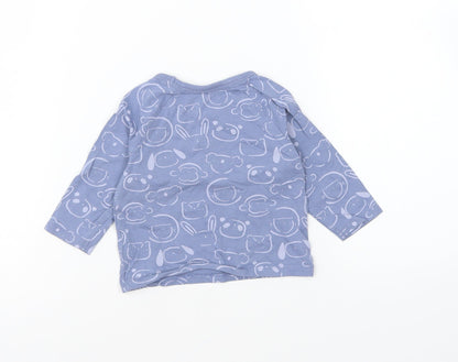 George Baby Blue Geometric Cotton Basic T-Shirt Size 3-6 Months Round Neck Pullover