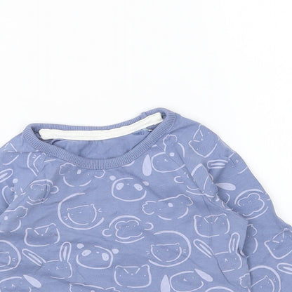 George Baby Blue Geometric Cotton Basic T-Shirt Size 3-6 Months Round Neck Pullover