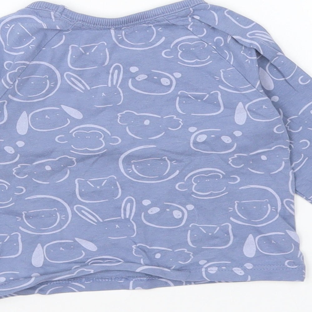 George Baby Blue Geometric Cotton Basic T-Shirt Size 3-6 Months Round Neck Pullover