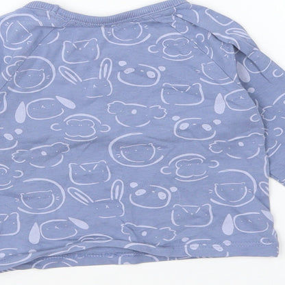George Baby Blue Geometric Cotton Basic T-Shirt Size 3-6 Months Round Neck Pullover