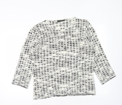 Just Elegance Womens Grey Round Neck Acrylic Pullover Jumper Size M