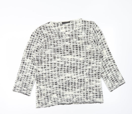 Just Elegance Womens Grey Round Neck Acrylic Pullover Jumper Size M