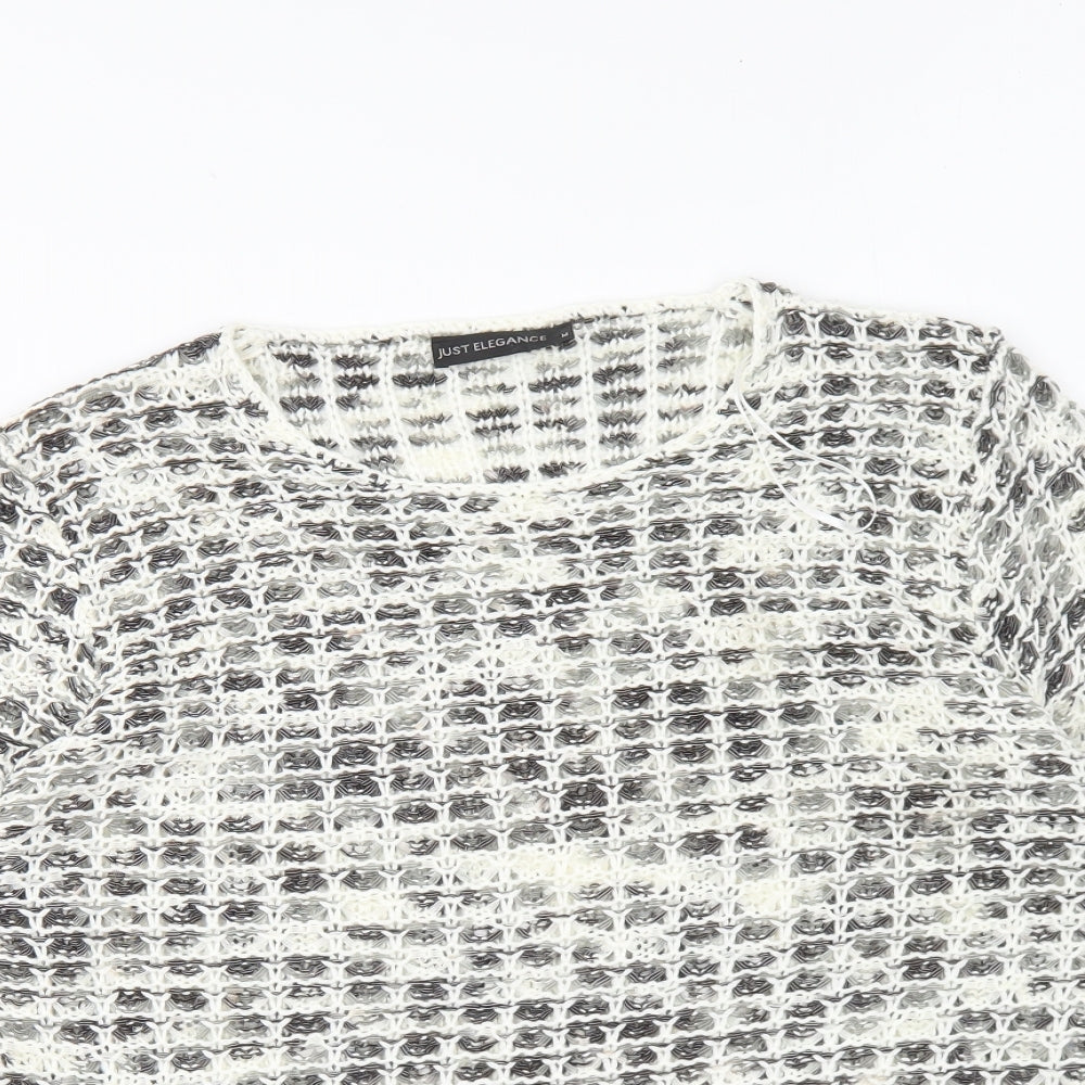 Just Elegance Womens Grey Round Neck Acrylic Pullover Jumper Size M