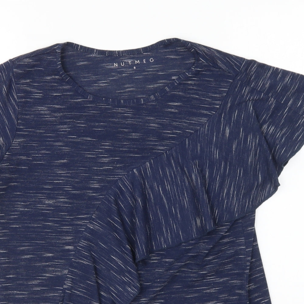 Nutmeg Womens Blue Polyester Basic T-Shirt Size 8 Round Neck