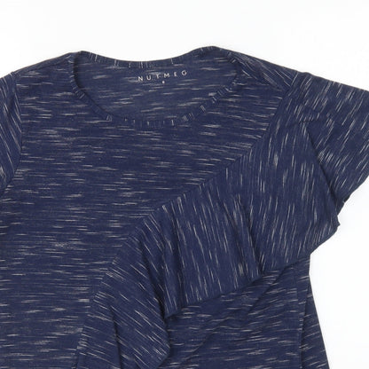 Nutmeg Womens Blue Polyester Basic T-Shirt Size 8 Round Neck