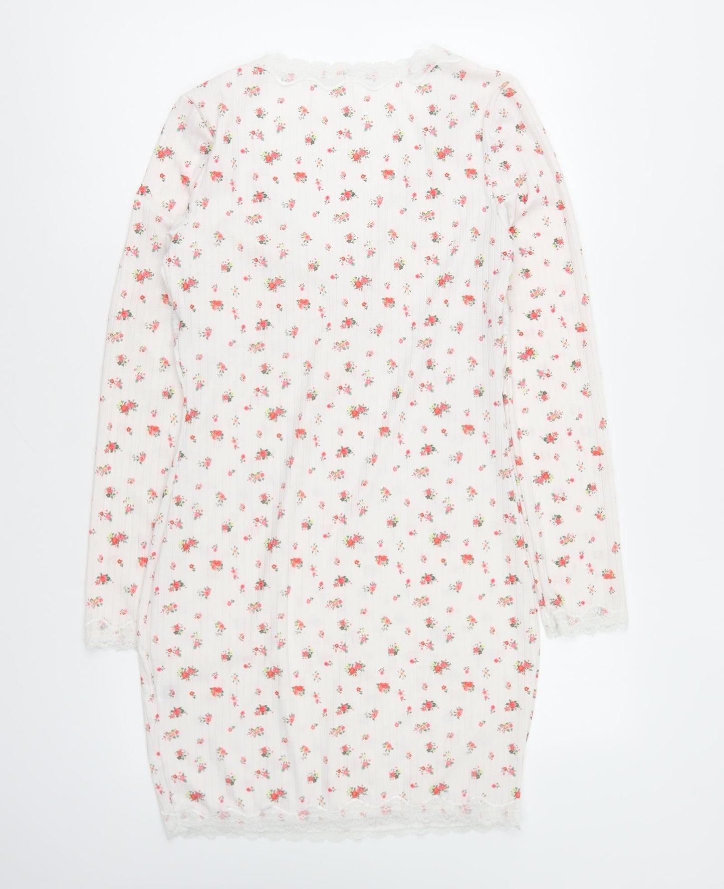 SheIn Womens Multicoloured Floral Polyester Bodycon Size L V-Neck Pullover - Lace Trim