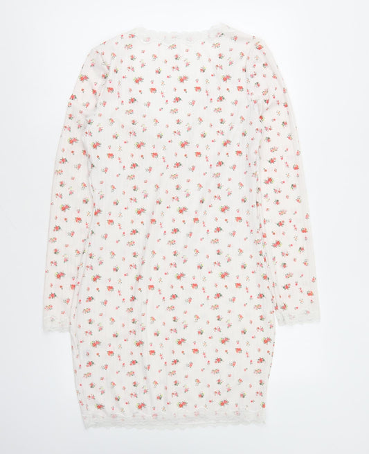 SheIn Womens Multicoloured Floral Polyester Bodycon Size L V-Neck Pullover - Lace Trim