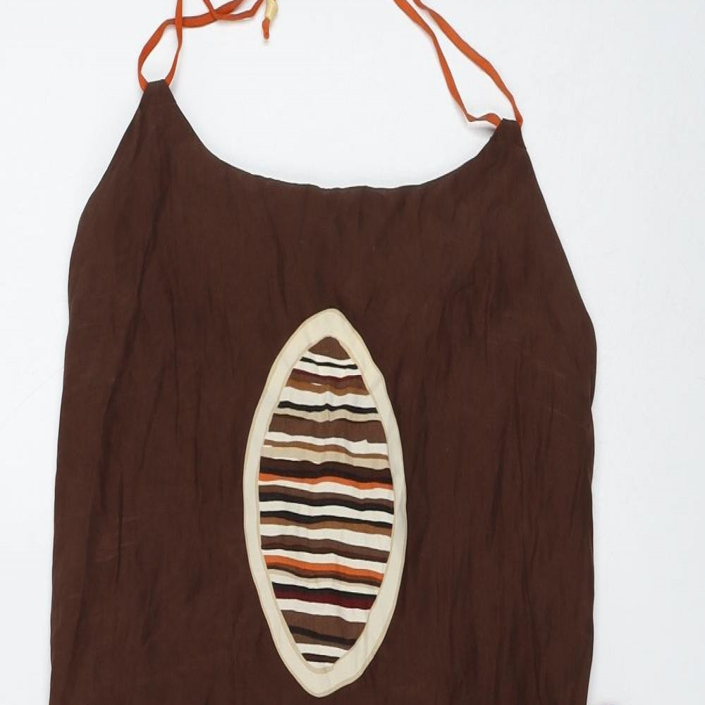 H&M Womens Brown Geometric Polyester Shift Size 10 Round Neck Tie