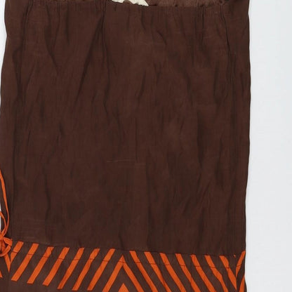 H&M Womens Brown Geometric Polyester Shift Size 10 Round Neck Tie