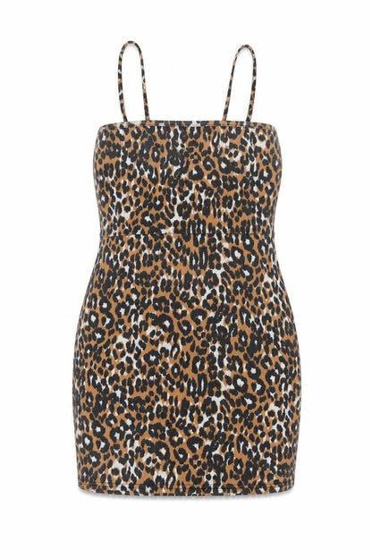 Daisy Street Womens Brown Animal Print Polyester Mini Size 14 Square Neck Pullover