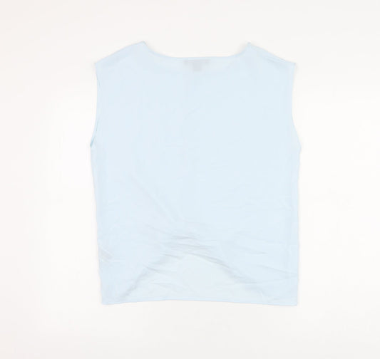 Primark Womens Blue Polyester Basic Blouse Size 10 Round Neck - Knot Front