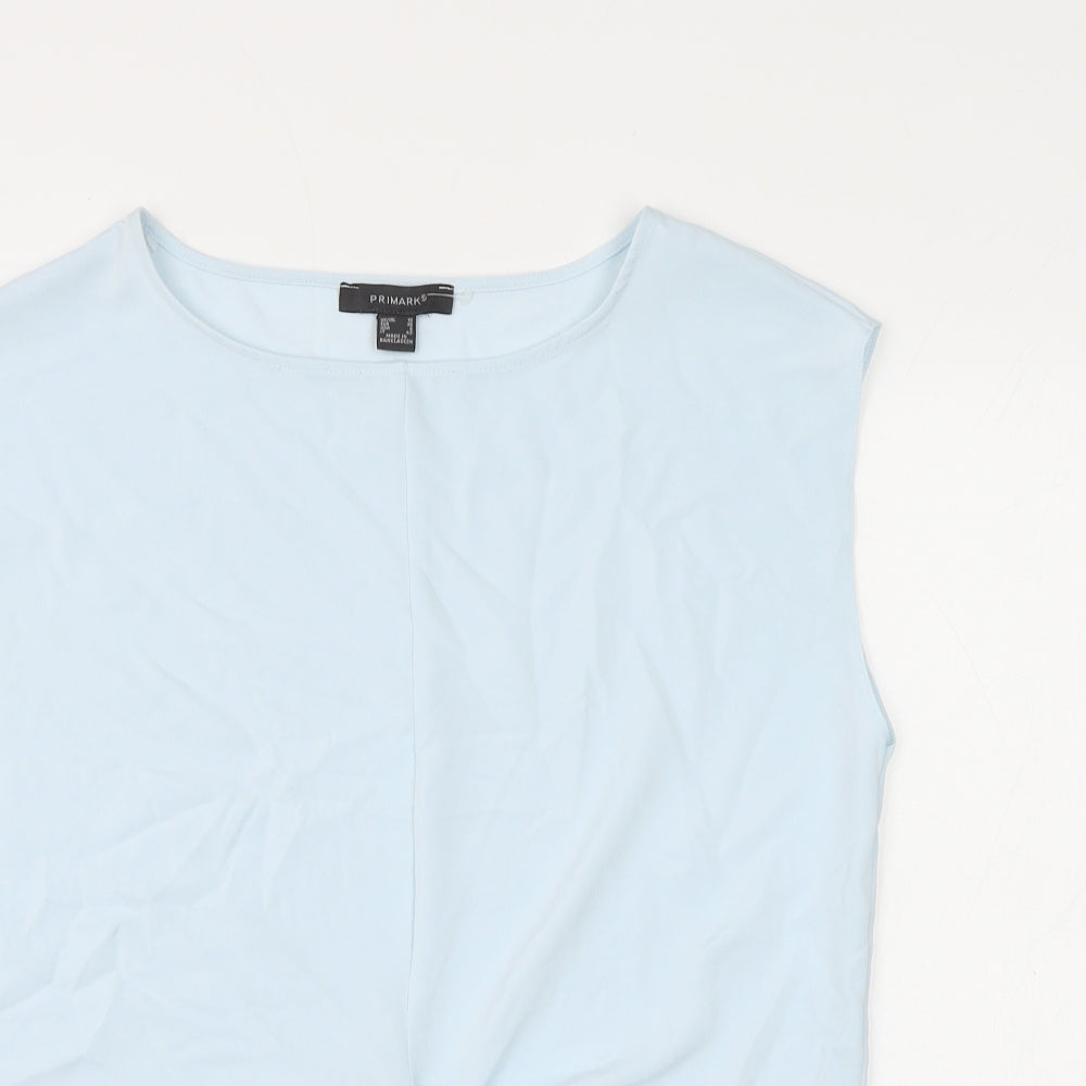Primark Womens Blue Polyester Basic Blouse Size 10 Round Neck - Knot Front