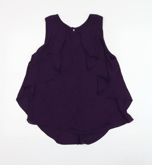 Dunnes Stores Womens Purple Polyester Basic Blouse Size 12 Round Neck