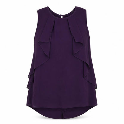 Dunnes Stores Womens Purple Polyester Basic Blouse Size 12 Round Neck