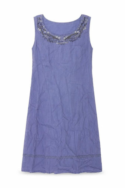 Preworn Womens Blue Polyester A-Line Size 10 Round Neck Zip