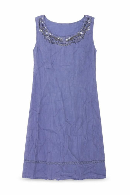 Preworn Womens Blue Polyester A-Line Size 10 Round Neck Zip