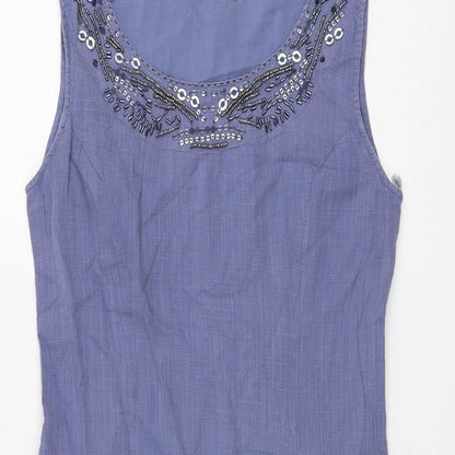 Preworn Womens Blue Polyester A-Line Size 10 Round Neck Zip