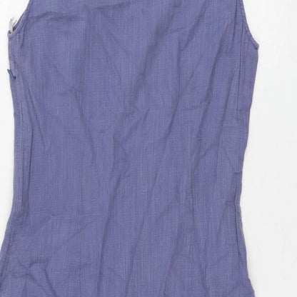 Preworn Womens Blue Polyester A-Line Size 10 Round Neck Zip