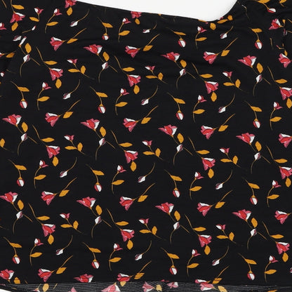 George Womens Black Floral Polyester Basic Blouse Size 10 Scoop Neck