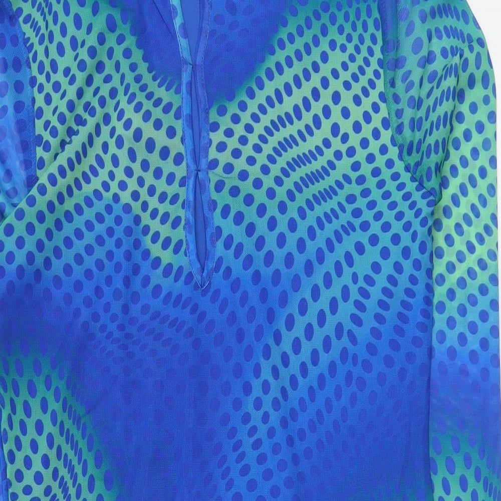 Primark Womens Blue Geometric Polyester Bodycon Size 12 Round Neck Pullover