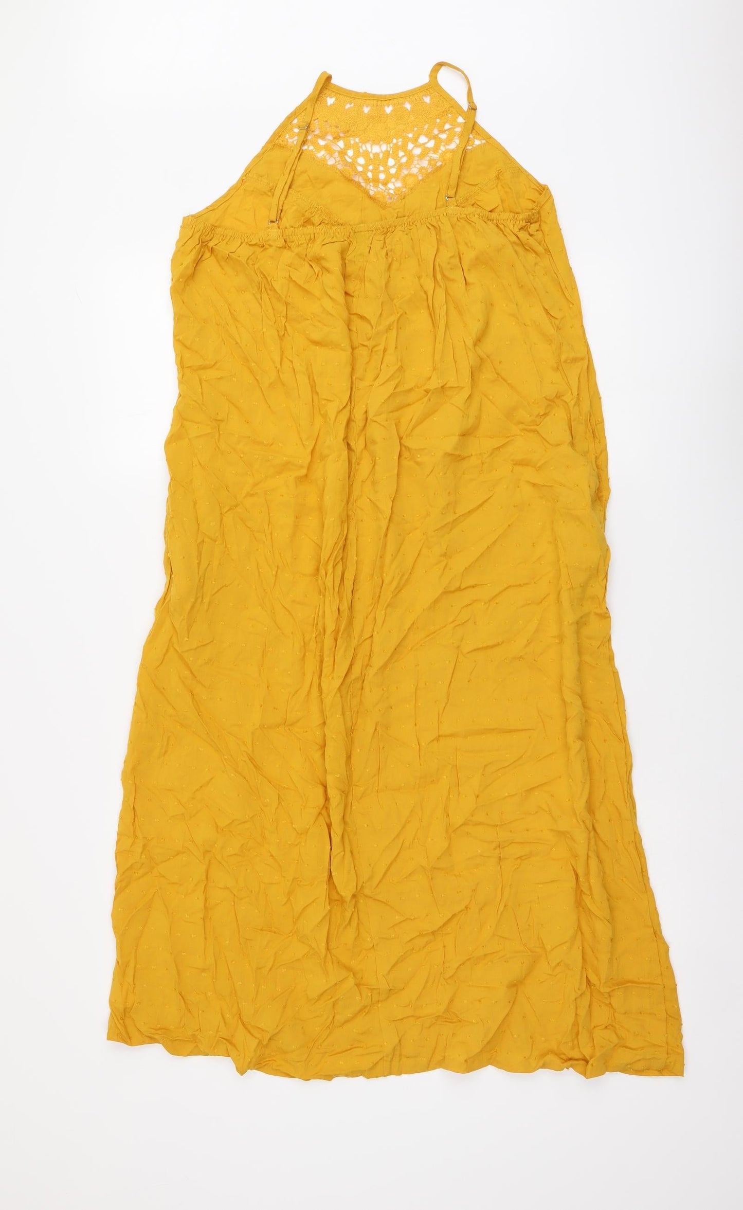SheIn Womens Yellow Viscose A-Line Size M Halter Pullover