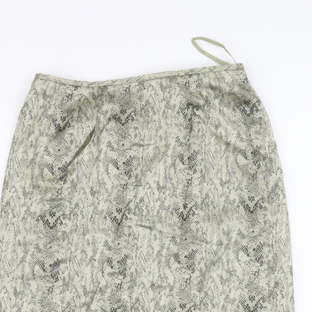 Le Suit Womens Green Animal Print Polyester A-Line Skirt Size 8 Zip - Snake pattern