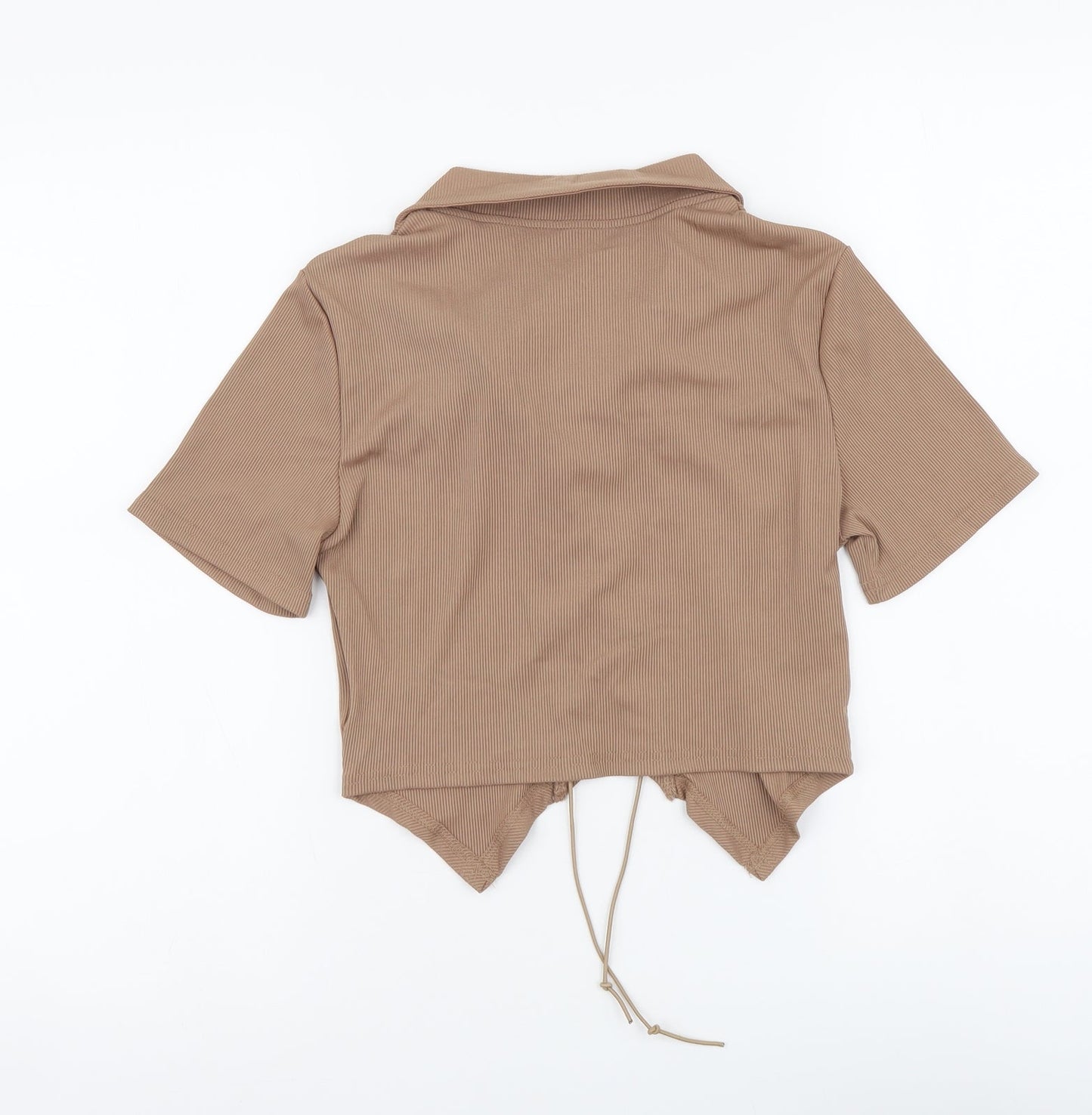Womens UK Size M ROMWE Brown Cropped Blouse