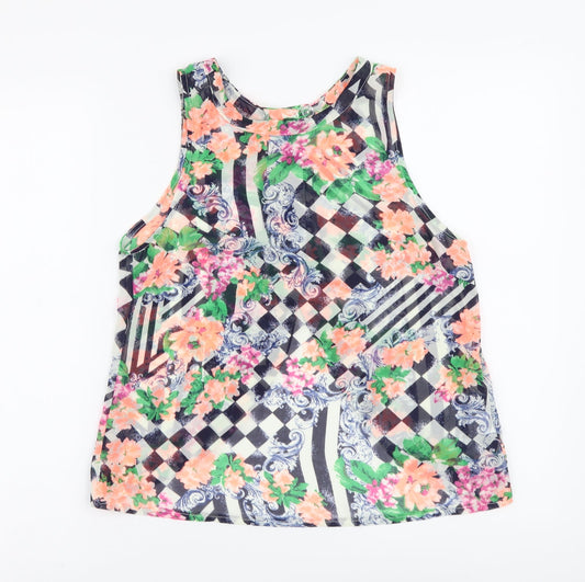 Glamorous Womens Multicoloured Geometric Polyester Basic Tank Size S Round Neck
