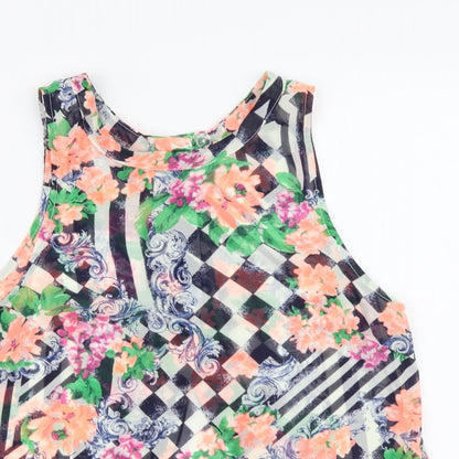 Glamorous Womens Multicoloured Geometric Polyester Basic Tank Size S Round Neck