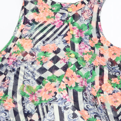 Glamorous Womens Multicoloured Geometric Polyester Basic Tank Size S Round Neck