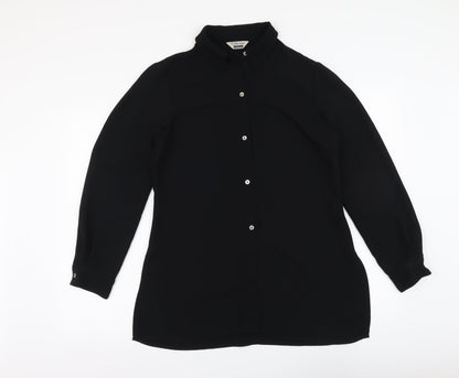 Womens UK Size 12 Debenhams Black Basic Button-Up