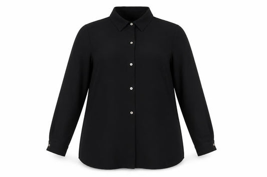 Womens UK Size 12 Debenhams Black Basic Button-Up